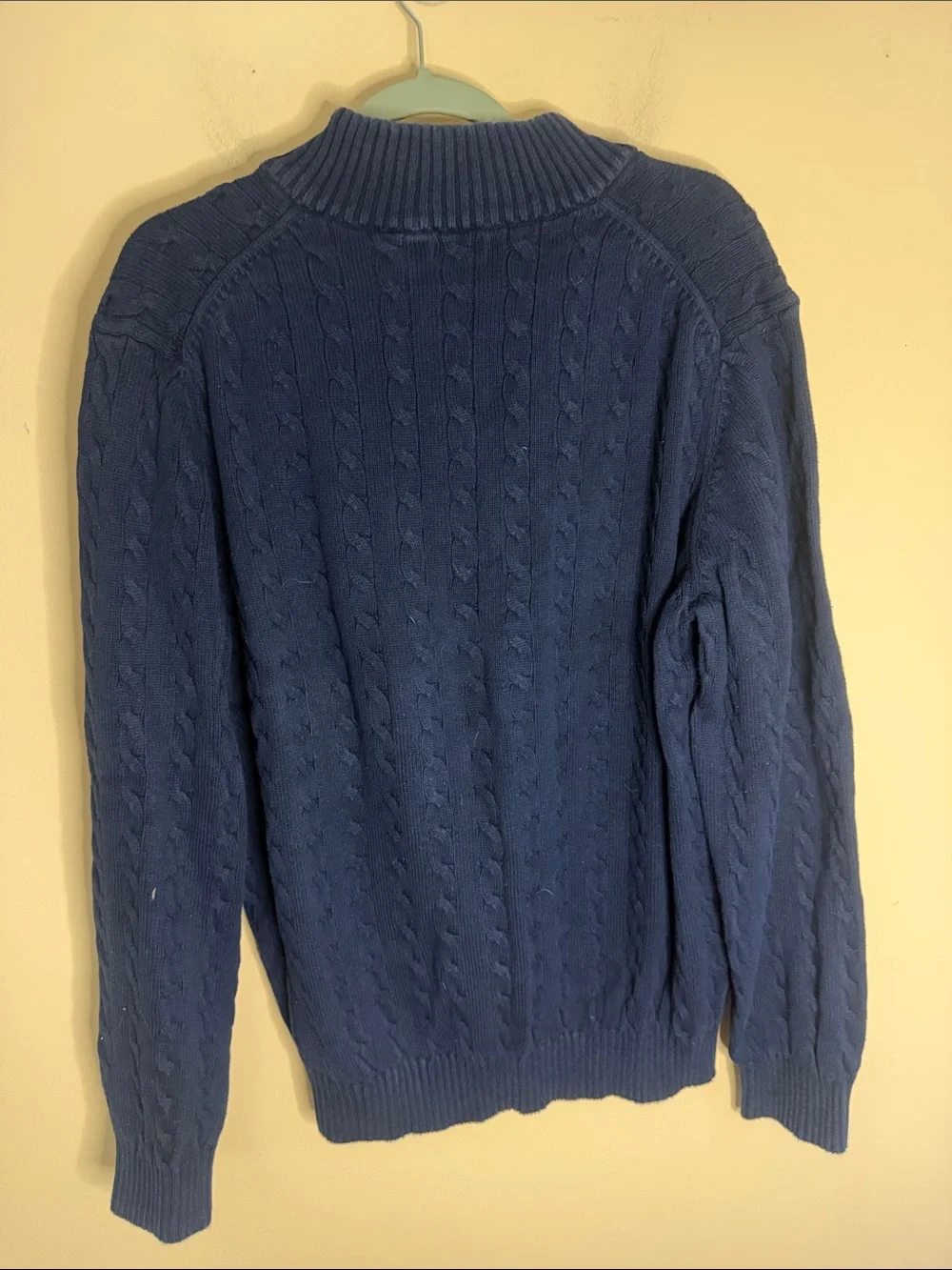 Izod Men's Navy Cable-Knit Quarter-Zip Sweater 100% cotton